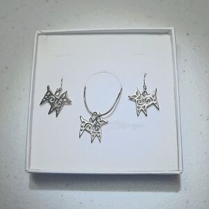 Cat necklace and earrings